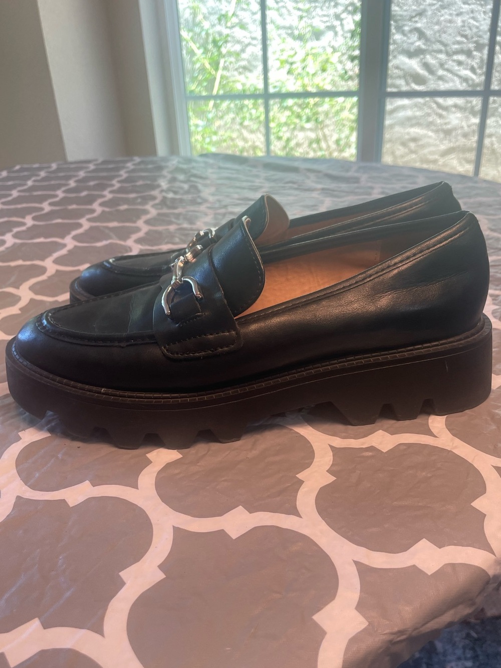 Chelsea + violet chunky Black Leather Lug-Sole loafers 90s grunge 8.5
